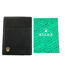 ROLEX BLACK LEATHER CARD PAPERWORK HOLDER IDENTIFICATION WALLET W/BOOKLET