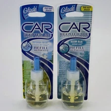 2 Glade Car Scented Oil Refills Air Freshener Outdoor Fresh, Ocean Blue 2005 Lot