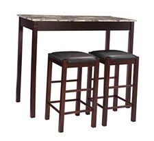  Espresso and Brown Faux Marble Hartford Three Piece Tavern Set 