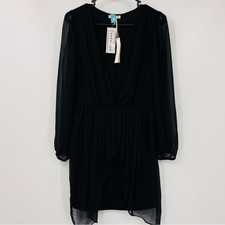 Lovely Royce Pleated Little Black Feminine Semi Sheer Mini Dress Size Medium