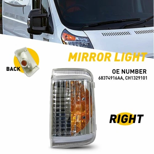 Mirror Turn Light Signal RH Passenger Fit ProMaster 2014-2023 2500 Ram 1500 3500