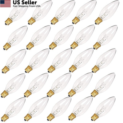 Jasneniebo 25PK Christmas Window Candle Light Bulbs, C26 25Pk, Clear