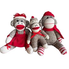 Sock Monkey Family Collection Lot Of 3