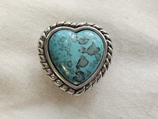 Faux Turquoise Southwestern Heart Button Cover