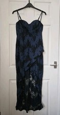 Boohoo Navy Blue Lace High Low Dress 14 Prom Wedding Guest Cocktail Formal