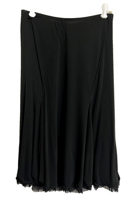 MAX STUDIO WOMENS SIZE XS BLACK WITH FLOWY INSERTS AND LACE TRIM BOTTOM SKIRT