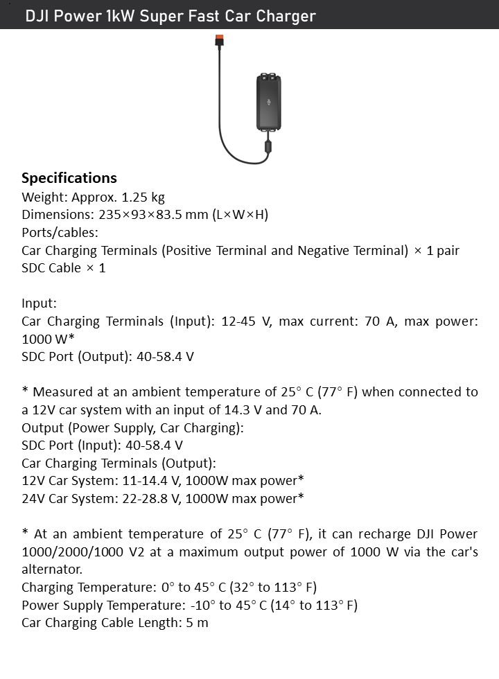 DJI Power 1kW Super Fast Car Charger – 1000W Bidirectional On-the