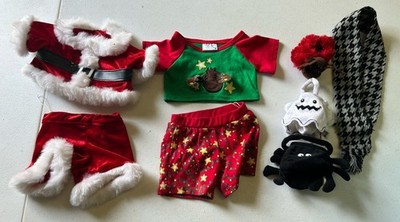 Build a Bear Holiday Winter Clothing Lot Santa Halloween Spider Ghost Scarf 