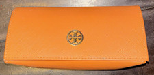 Tory Burch Orange Leather Hard Eyeglass Case for Glasses Sunglasses