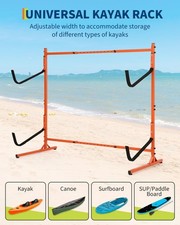 Soporte De Kayak Independiente Estante De Almacenamiento De Metal Para Tabla De Suf Al Aire Libre Ganchos Ajustables De 6 Alturas Negro
