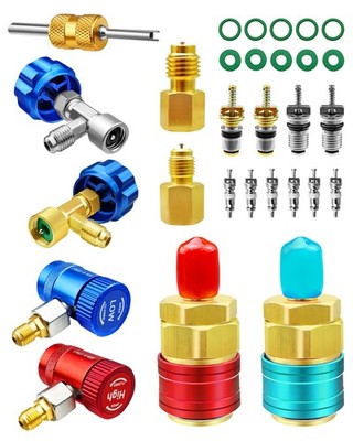 29 PCS Quick Couplers Connectors Kit Replace R1234YF AC Adapter Self Sealing