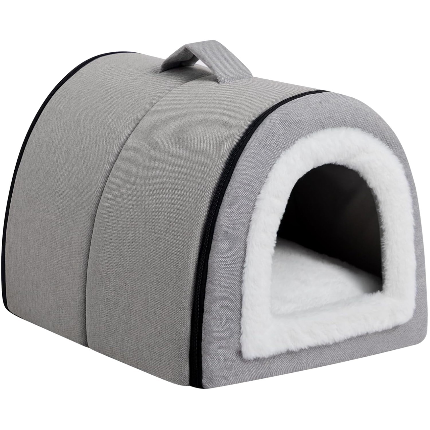 Cuccia Ergonomica Gatto 2-in-1: Lino Grigio e Calore Naturale