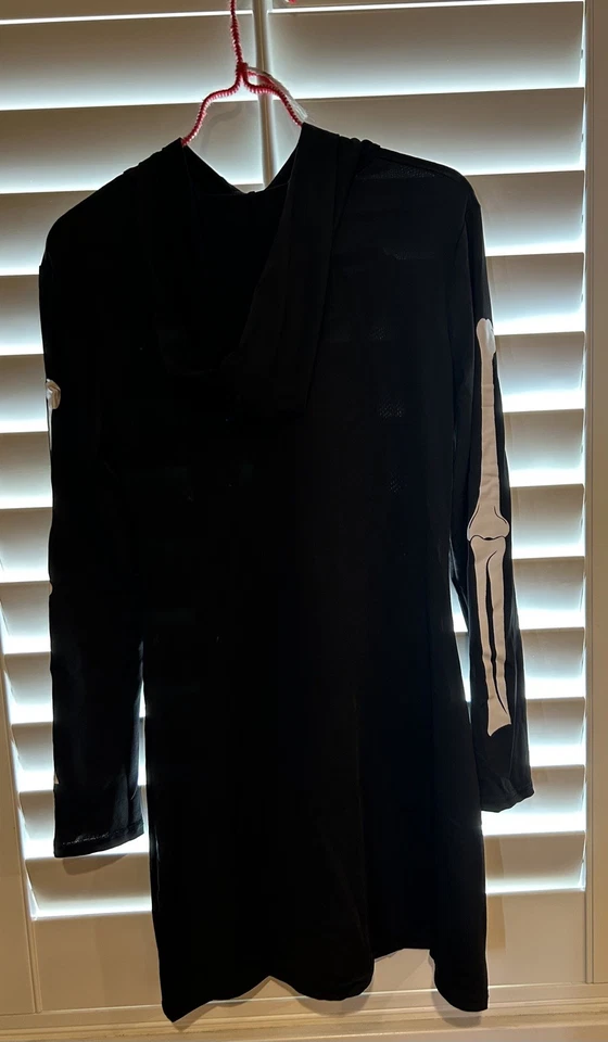 Spirit Halloween Sexy Skeleton Hooded Black Mini Dress Adult Size M/L 8-12  - Image 3 of 3