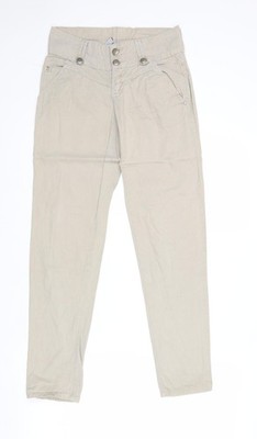 TALLY WEiJL Damen Hose beige Baumwolle Größe 28 mit normalem Reißverschluss