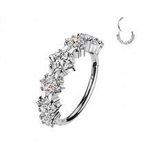 Square CZ Statement Nose Hoop   18G  20G Titanium