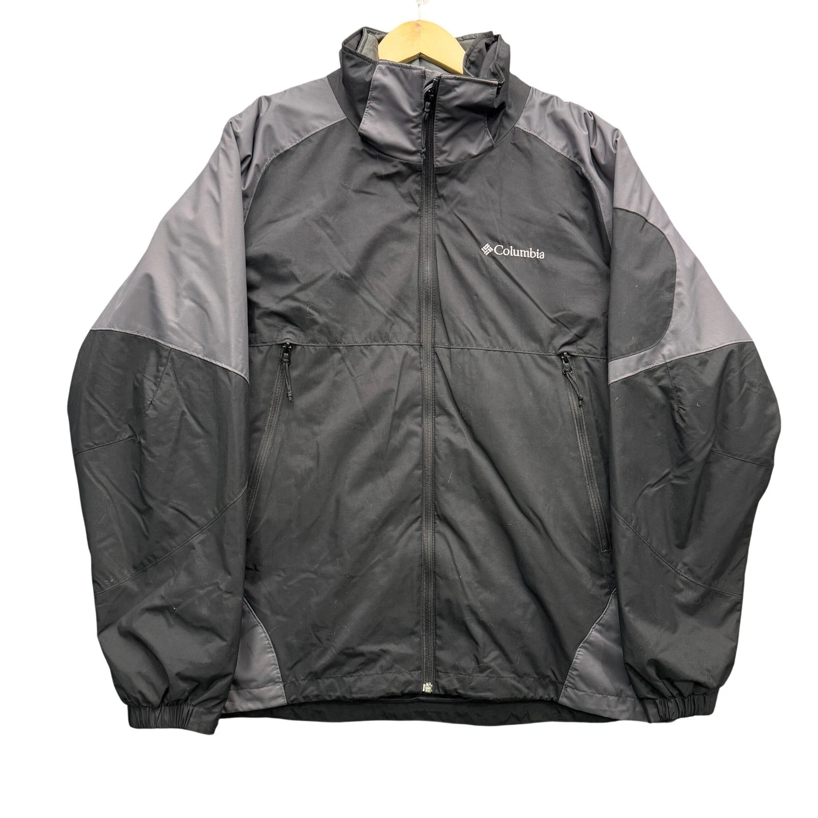 Columbia Interchange Jacket Mens L Black Grey Full Zip Outdoor Insulated