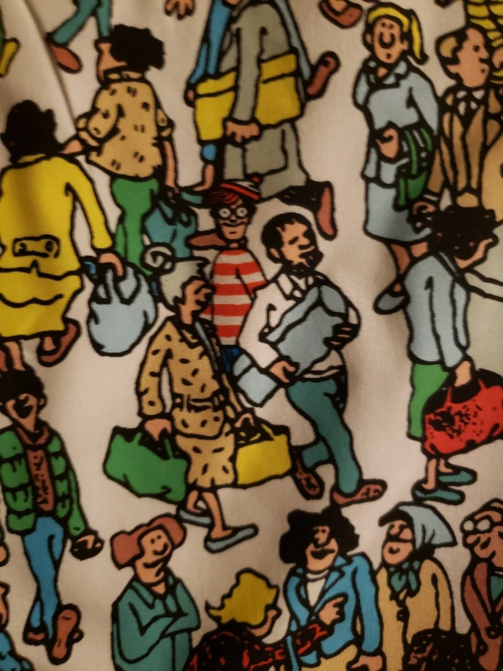 Where’s Waldo Tooniforms Scrub Top Shirt Multicolor Size Large Cartoon Book NWT - Image 3 of 4