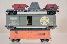 KADEE MICRO TRAINS N GAUGE RAKE of 3 SANTA FE AT&SF CP FLAT BOX CAR WAGON on