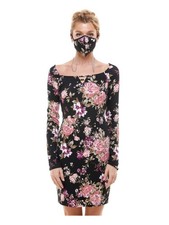 PLANET GOLD Womens Body Con Short Dress Black Long Sleeve Juniors M