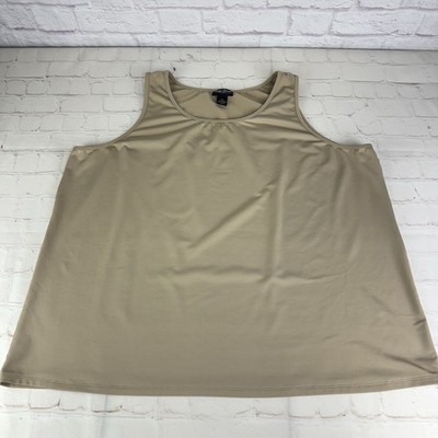 Maggie Barnes Essentials Beige Scoop Neck Stretch Tank Top Women's Plus Size 3X