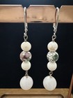 Sterling Silver Pearl & Rose Quartz Beaded Cloisonne Dangle Earrings — photo 1