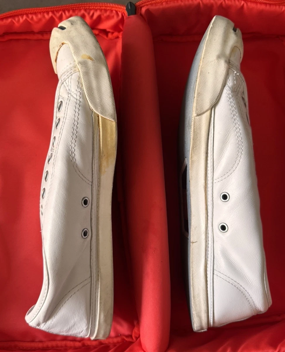 Coverse Jack Purcell Weiß Schnürlos Leder Unisex Turnschuhe Niedrig Größe 10,5 M
