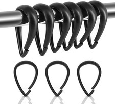 Shower Curtain Rings, 12 Pcs Plastic Hooks Drop-Shape Rings Hook Hanger for
