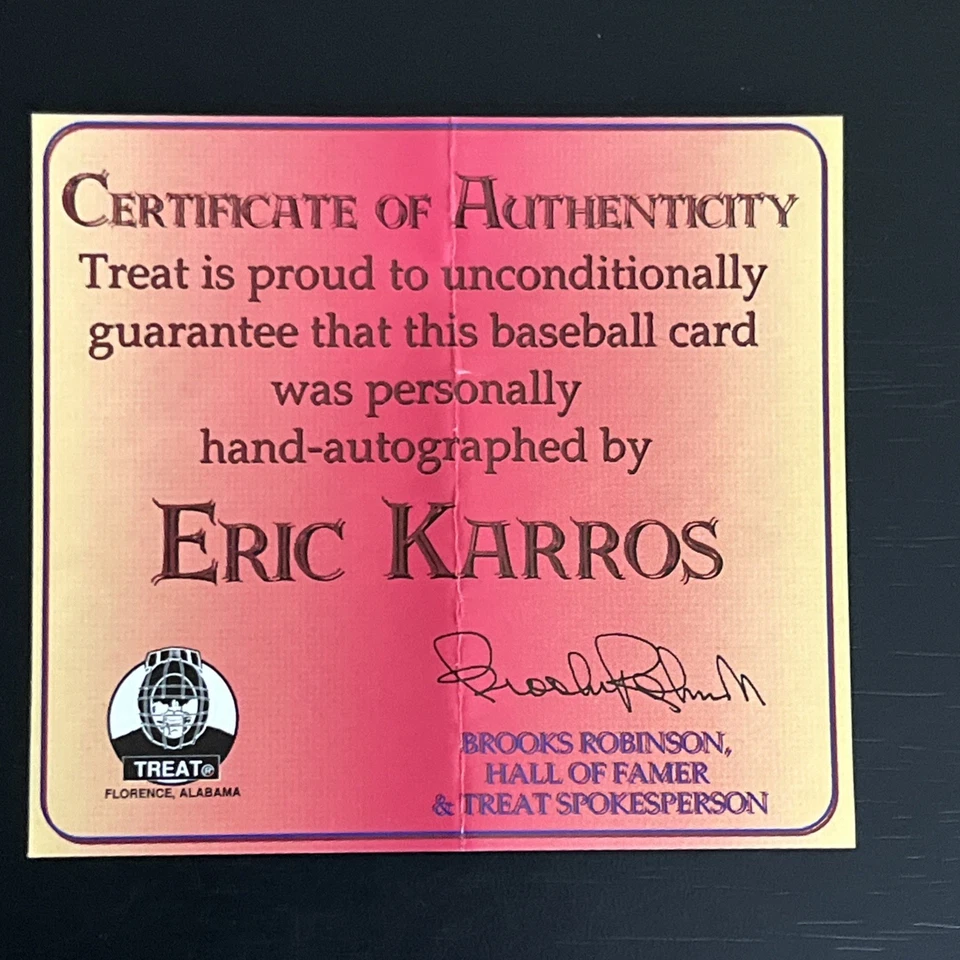 1993 Donruss #MVP-8 Эрик Каррос MVPs автограф с сертификатом подлинности - Изображение 2 из 3