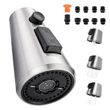 Kitchen Faucet Sprayer Head Pull Down 3 Function Brushed Nickel ABS Replacement