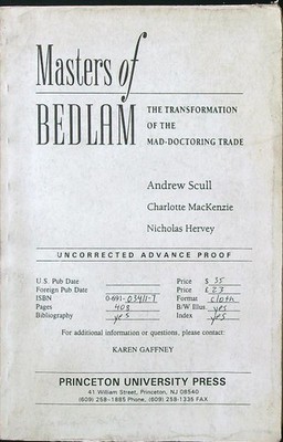 MASTERS OF BEDLAM SCULL - MACKENZIE - HERVEY PRINCETON UNIVERSITY PRESS 1996 \