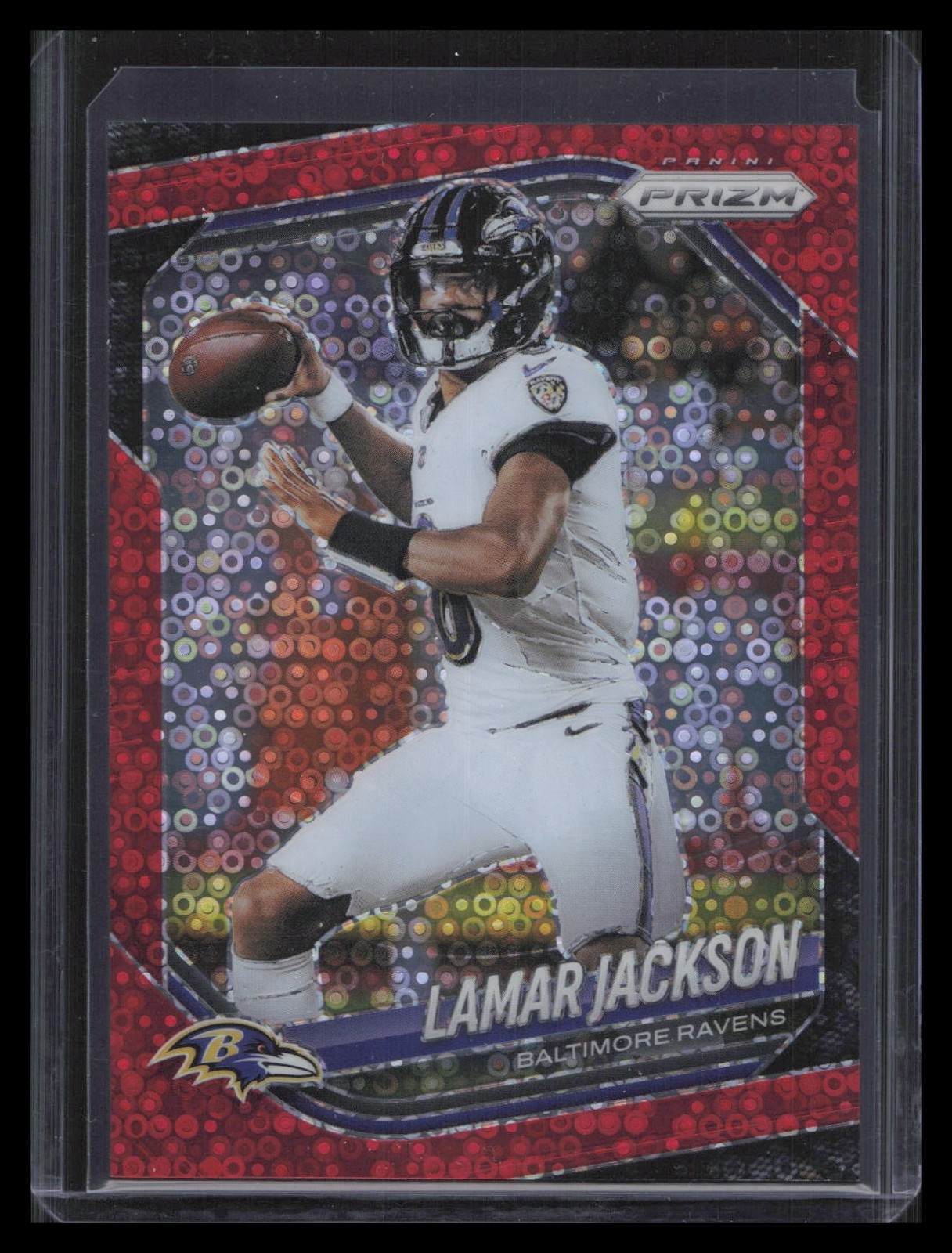 Lamar Jackson 2025 Panini Prizm #78 No Huddle Red #/99