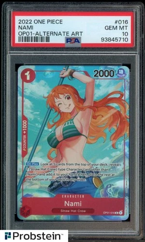 2022 One Piece OP01-Alternate Art #016 Nami Pre-Errata PSA 10 GEM MINT