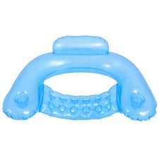 Pool Central Blue Mosaic Water Lounger with Cup Holders and Backrest, 50-Inch