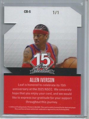 Allen Iverson 2025 Leaf NSCC 15th Anniversary Die-Cut Blue