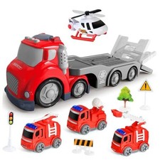 Truck Toys for Toddler 1, 2, 3, 4 Year Old Boy, City Transport Trucks Toy Fire