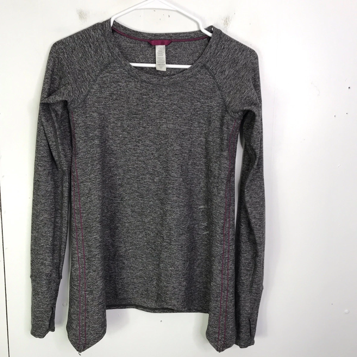Chemise Fille Taille 12 Ivivva (lululemon) - Coupe Athlétique Hi Lo Grise - Manches T En Coton Stretch - Occasion Très Bon état
