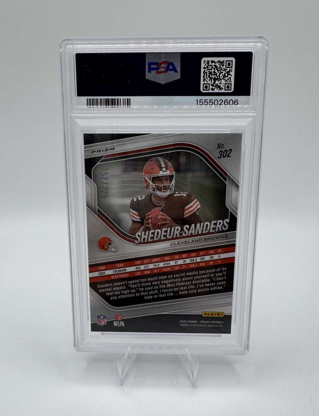 Shedeur Sanders Rookie Purple Ice 152/225 PSA 10!!🔥🔥 view 2