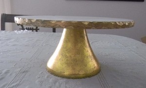MudPie Marble Gold Pedestal Stand for Cakes, Etc. 12" Wide, 5.75 " Tall