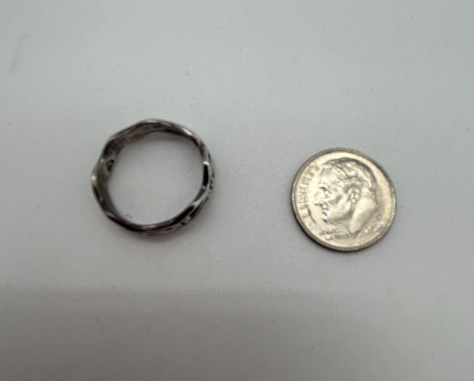 Solid Sterling Silver 925 Engraved Scroll Band Ri… - image 9