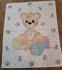 Baby Blanket Quilt Teddy Bear  Blocks Prequilted Wall Hanging Floor Pallet