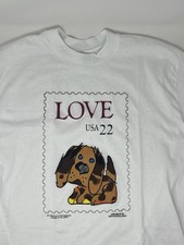 Vintage 1986 USPS Love Stamp Puppy T-Shirt White Single Stitch (XL)