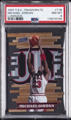 1997 STADIUM CLUB TRIUMVIRATE LUMINOUS #T1B MICHAEL JORDAN PSA 8