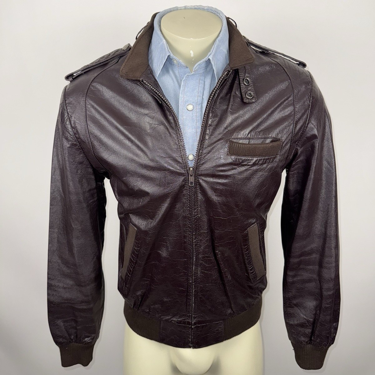 ジャケット・アウター old england leather jacket 1970s Peter England Leather Jacket Motorcycle Racer Coat Vintage