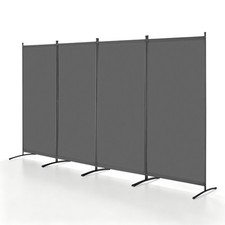 VEVOR Room Divider 4 Panels Fabric Room Privacy Screen for Office Bedroom Grey