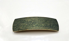 Vintage Barrette Made in France Metal Floral Design Green