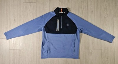 Peter Millar Men's Golf Hyperlight Weld Hybrid 1/2 Zip Pullover Shirt Blue L