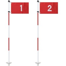 Golf Putting Green Cups and Flags, 6 FT Flagstick, Mini Number1,2 , Red