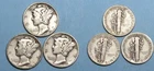 SILVER! SILVER! SILVER! 43 44 45-S MERCURY DIMES LOT 3 #MX11-45