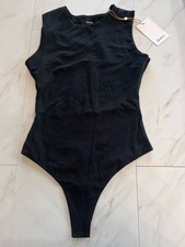 NWT Quince Stretch Cotton Jersey High Neck Sleeveless Thong Back Bodysuit XS