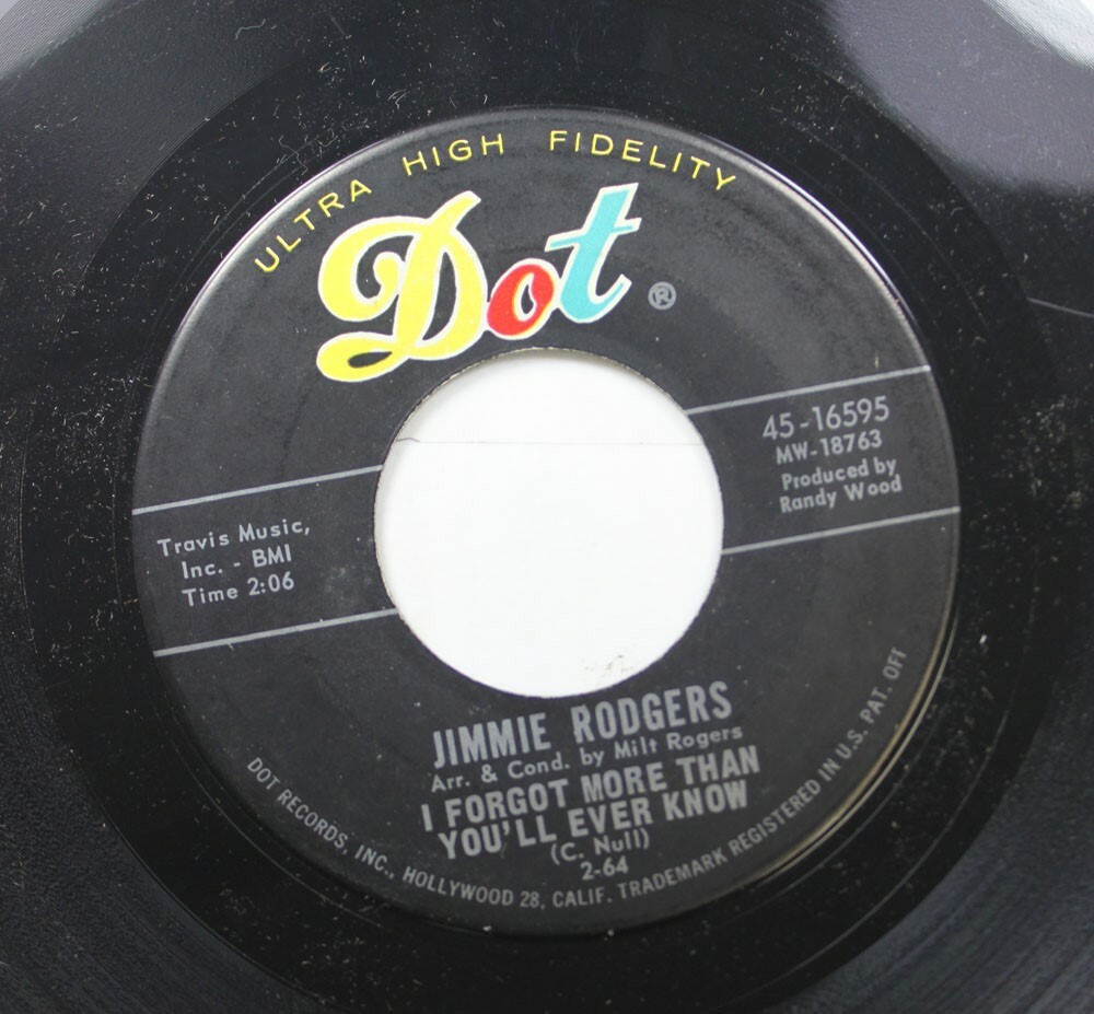 50'S & 60'S 45 Jimmie Rodgers - The World I Used To Know / I